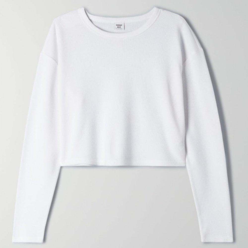 Aritzia Waffle Long Sleeve Tee (white)